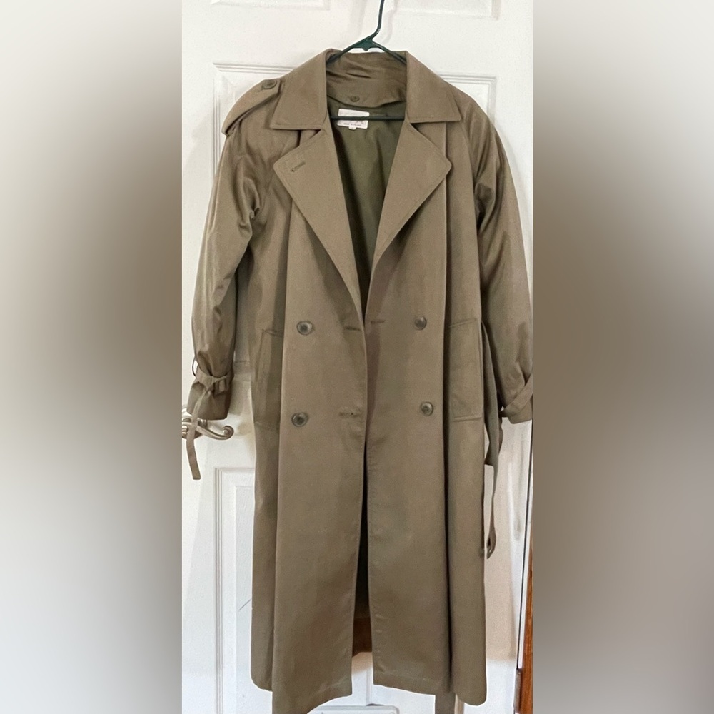 Worthington Womens Olive Green ThermoLite Lined Trenchcoat Size 8 - Picture 3 of 11